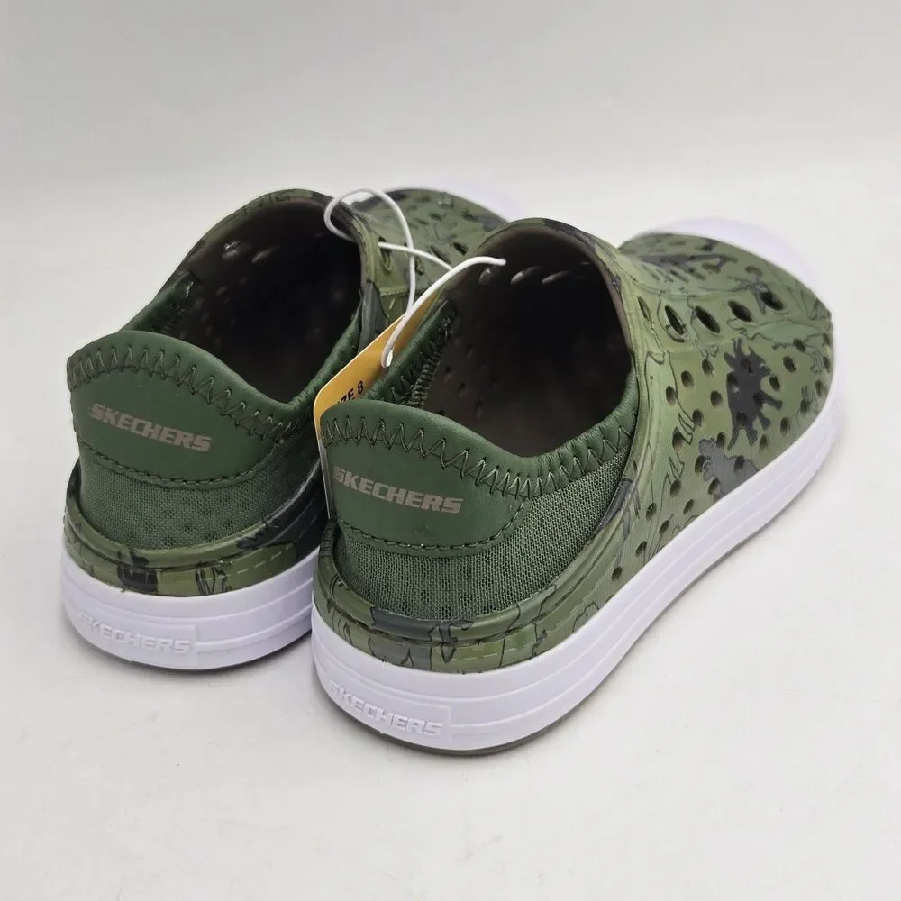 Skechers Foamies Toddler Size 8 Green Dinosaur Slip On Shoes NWT Sneakers